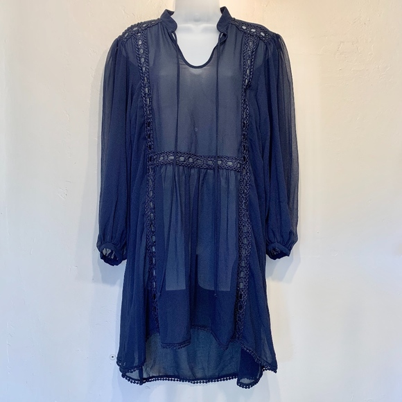 Topshop Dresses & Skirts - TOPSHOP | Sheer Lace Detail Tassel Romantic Dress